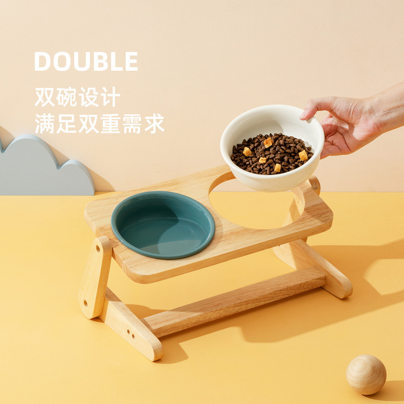 陶瓷碗 宠物陶瓷碗 百变木双架