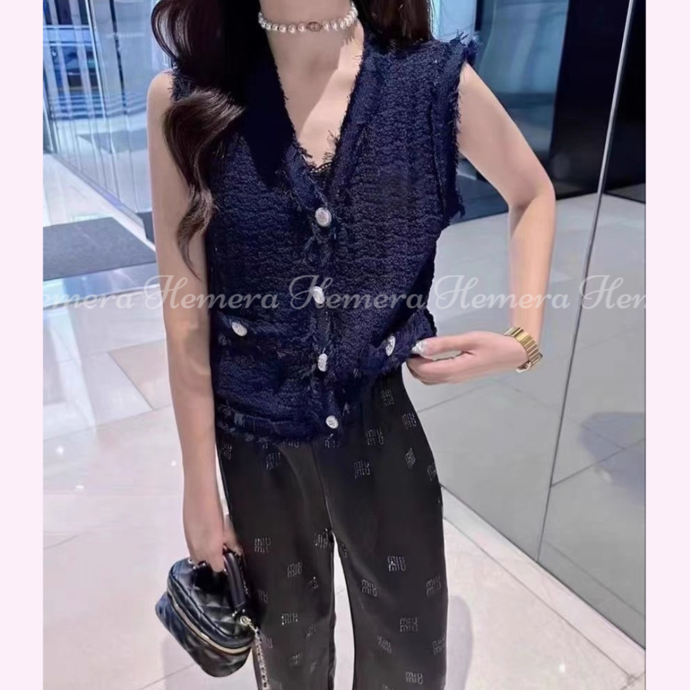 JK23S0931 CELINE 針織格仔背心外套