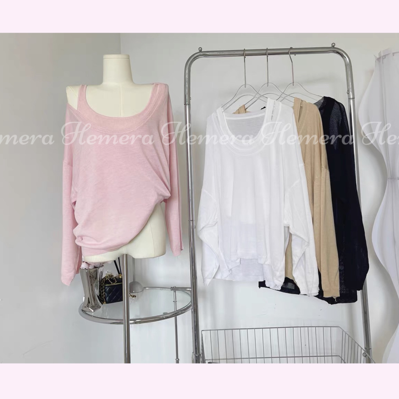 ST23S0927 針織休閒背心連長袖上身套裝