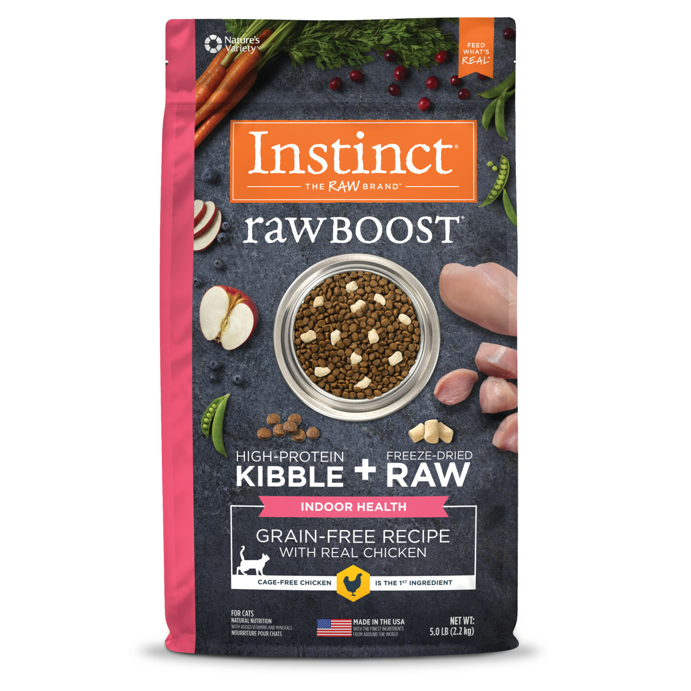 Instinct 本能 - 生肉無穀物雞肉貓糧(室內健康) Raw Boost Grain-Free Indoor Health with Chicken Recipe 5lb