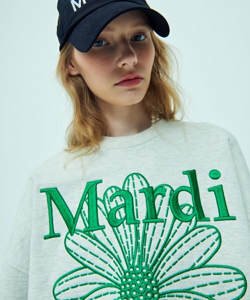 MARDI MERCREDI -  SWEATSHIRT FLOWERMARDI NEEDLEWORK_OATMEAL GREEN