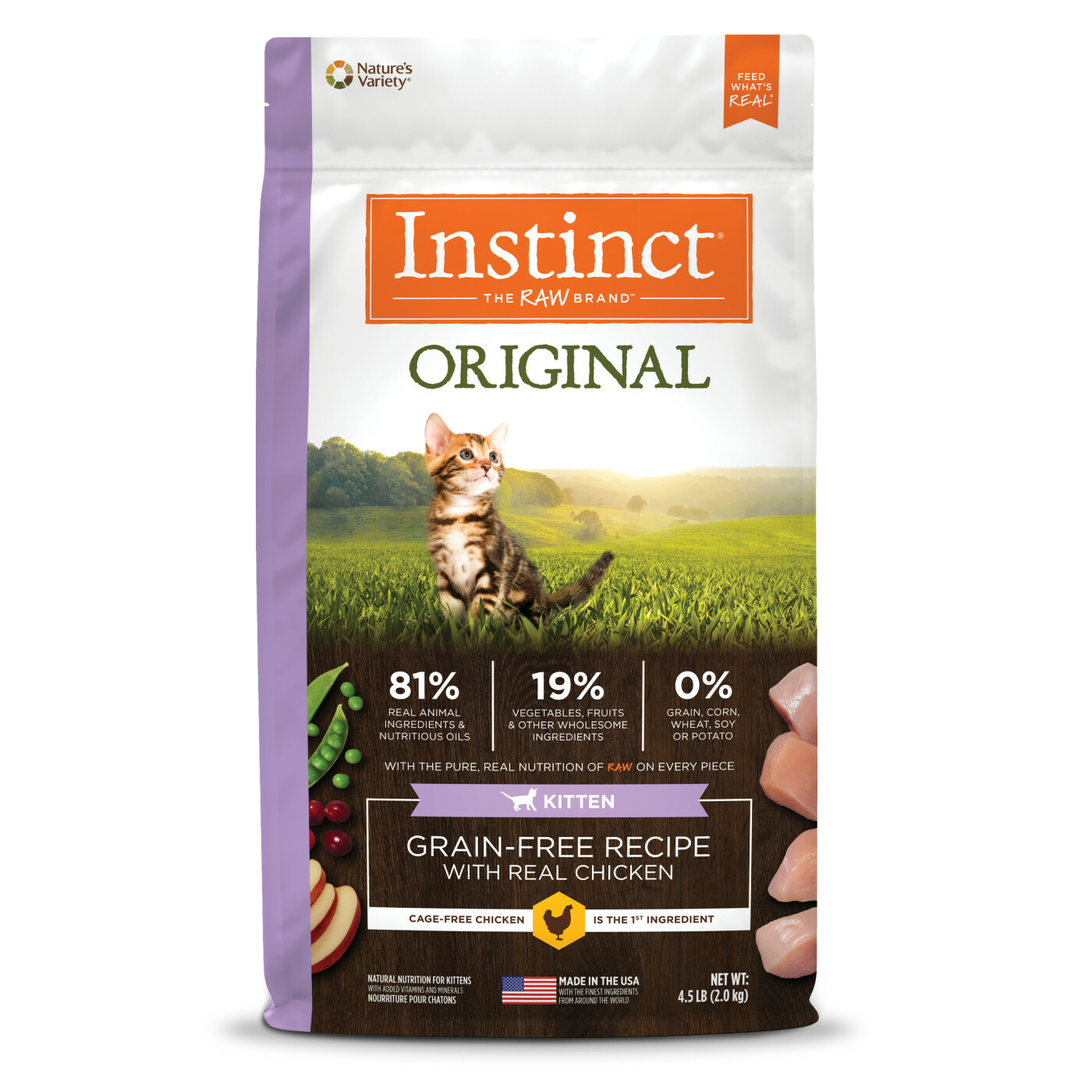 [對抗業界大毒瘤限時優惠] Instinct 本能 - 經典無穀物雞肉幼貓糧 Original Grain Free Kitten Recipe 4.5lb