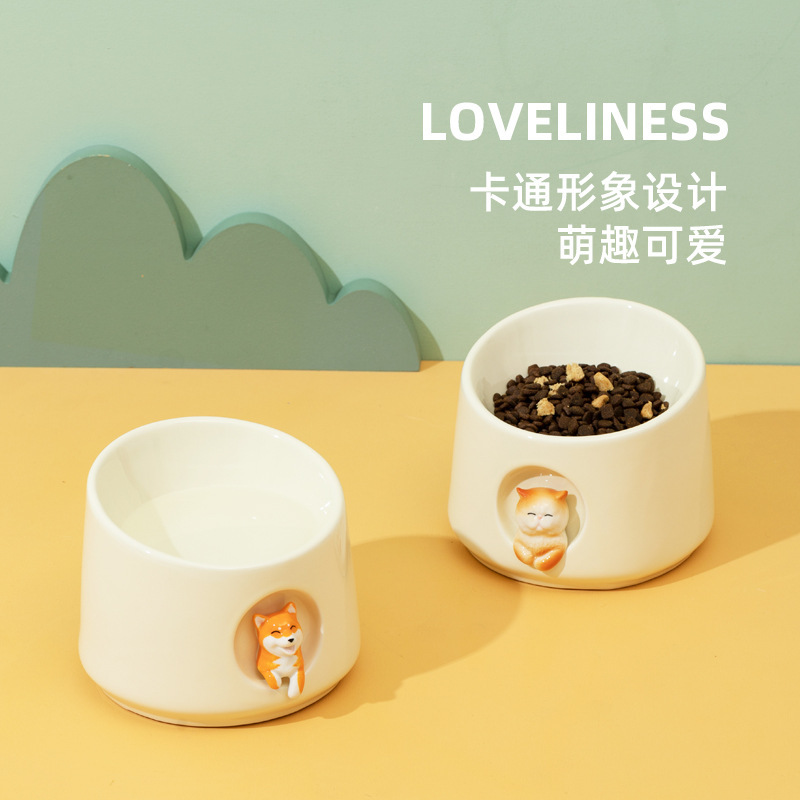 陶瓷碗 宠物陶瓷碗 造型碗 柴犬 猫咪