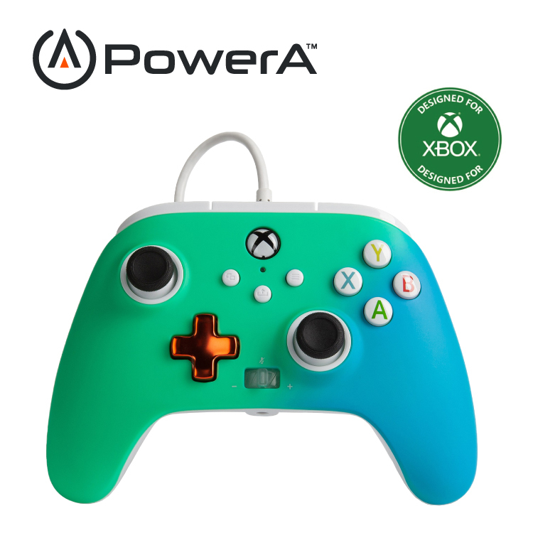 【PowerA】|XBOX 官方授權|增強款有線遊戲手把(1518828-02) - 海水泡沫色