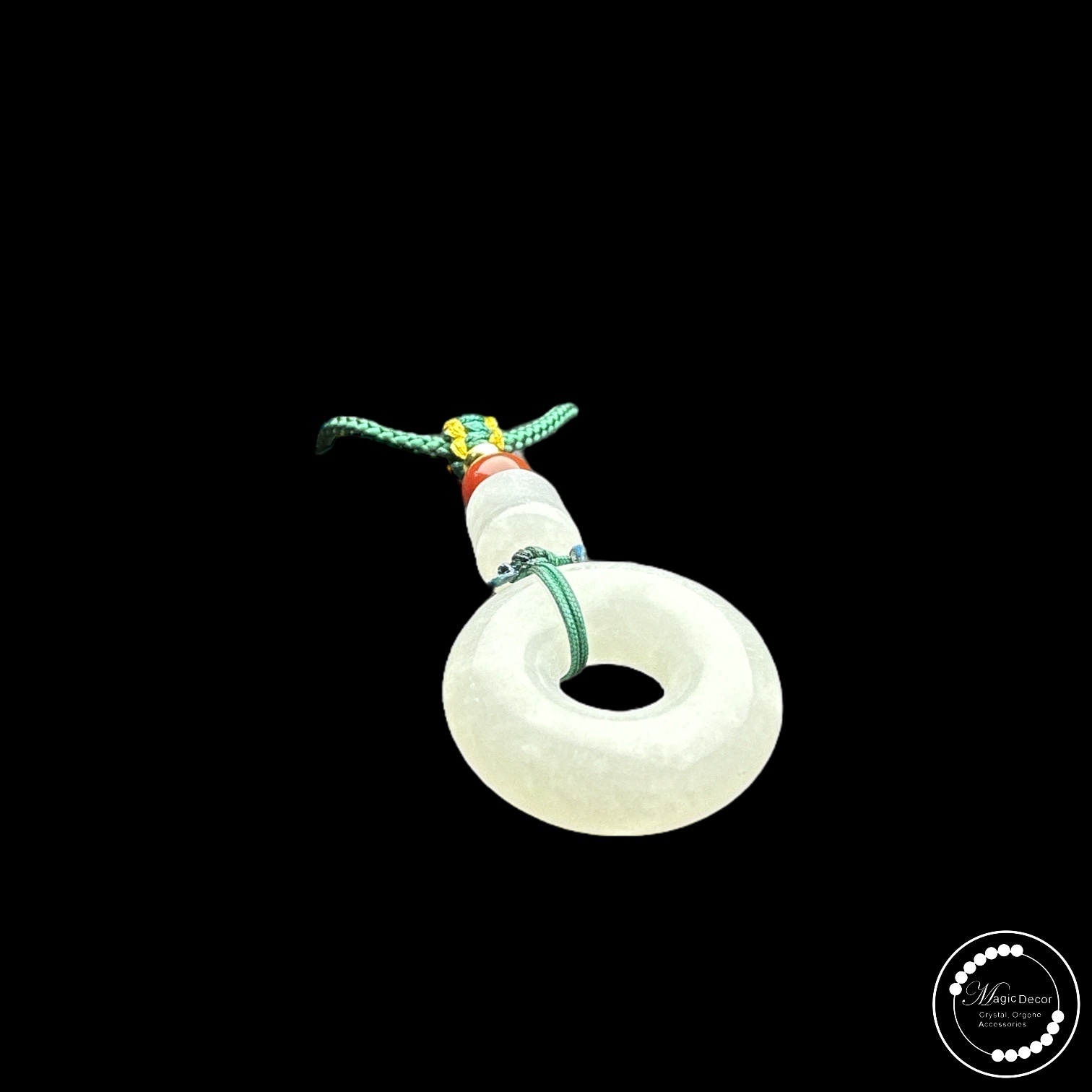 250405 - C92 羊脂白玉平安扣吊咀墨綠繩頸鏈