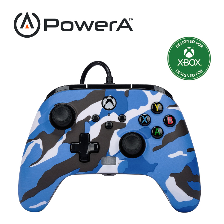【出清特惠】【PowerA】|XBOX 官方授權| 增強款有線遊戲手把(1525941-01) - 藍迷彩