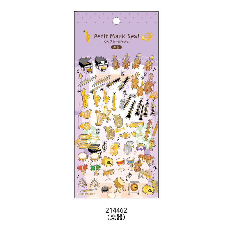 樂器 燙金透明手帳貼紙｜日本Kamio