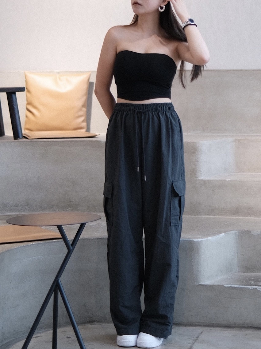 <大熱 多色選擇 > 索索料型格闊筒工裝褲