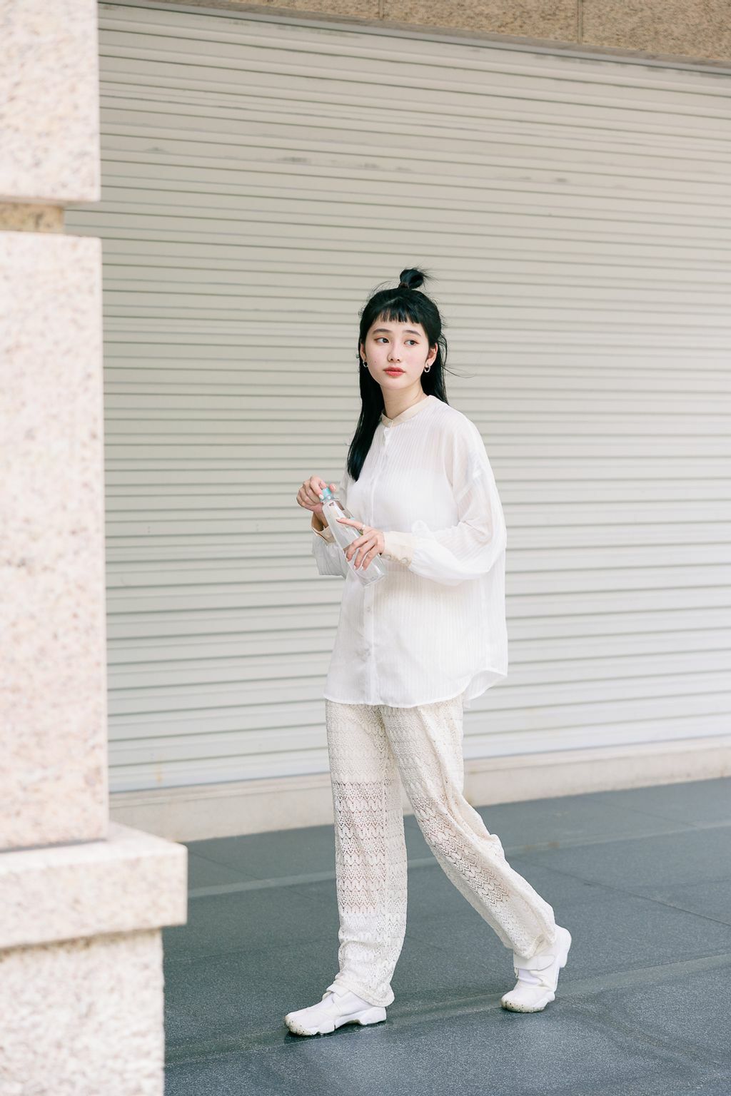 透膚線條中山領襯衫(兩色-白/米)