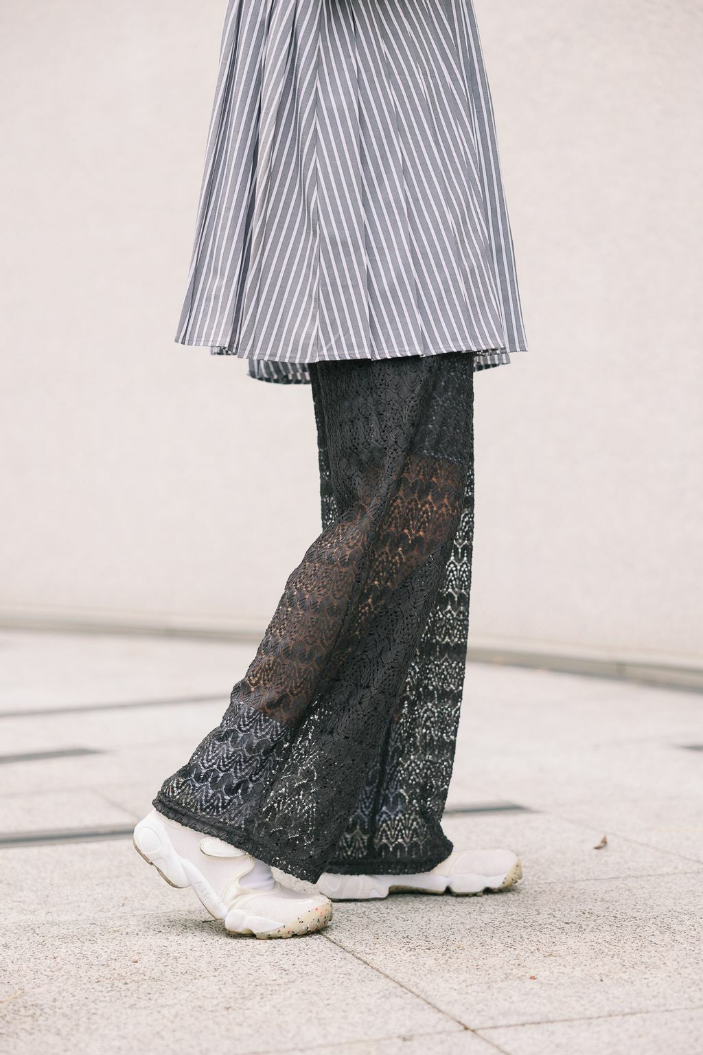 針織蕾絲闊腿褲(三色-炭灰)