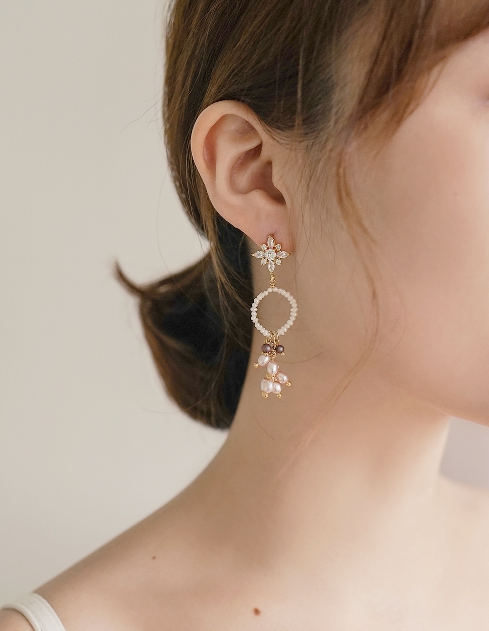 by mii✧圈圈真珠葡萄串耳飾✦紫