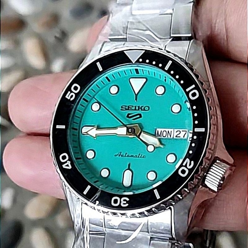 SEIKO 精工 5 Sports 38mm 藍綠面 SRPK33K1 SRPK33 ,橙色錶盤 SRPK35K1 SRPK35 機械腕錶 小版SKX 經典不鏽鋼自動機械男士手錶