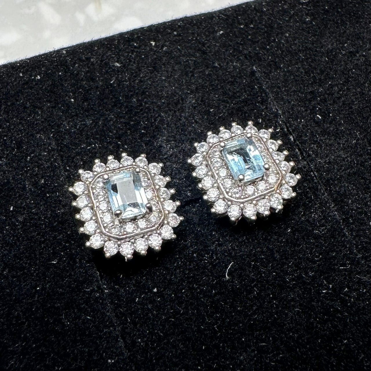 925銀耳環 灰藍托帕石耳環