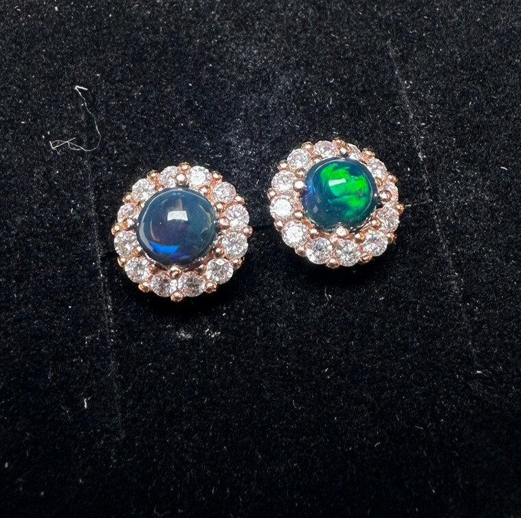 925銀耳環 蛋白石耳環