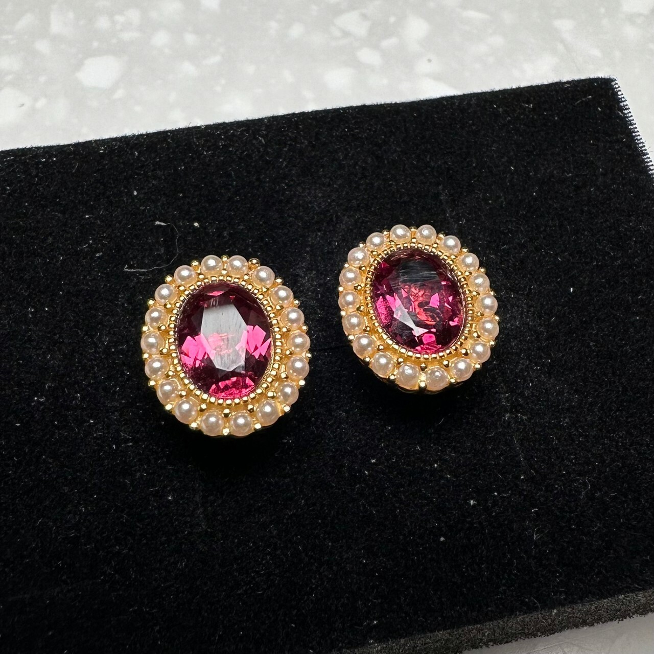 925銀耳環 玫瑰石榴石耳環