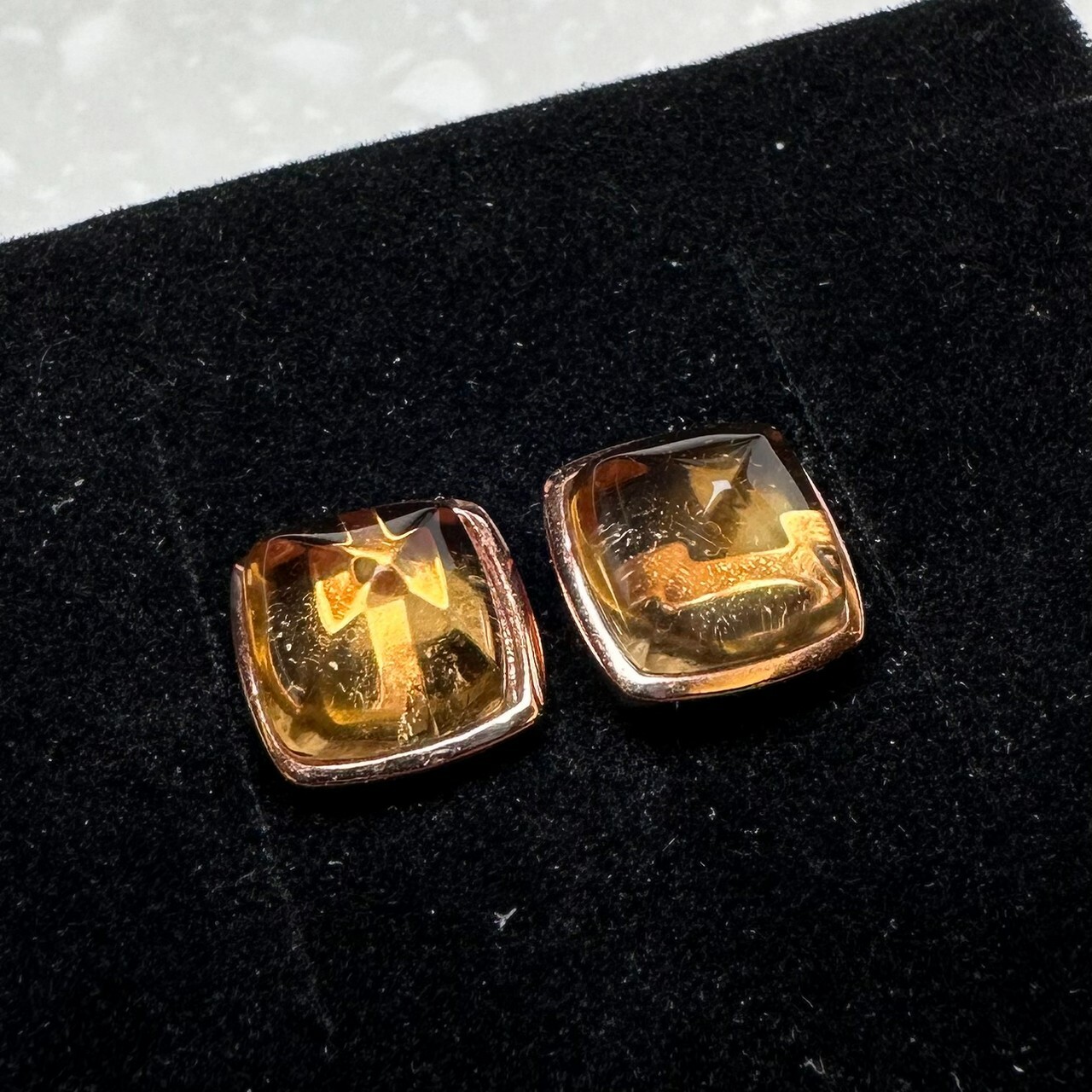 925銀耳環 糖塔黃水晶耳環