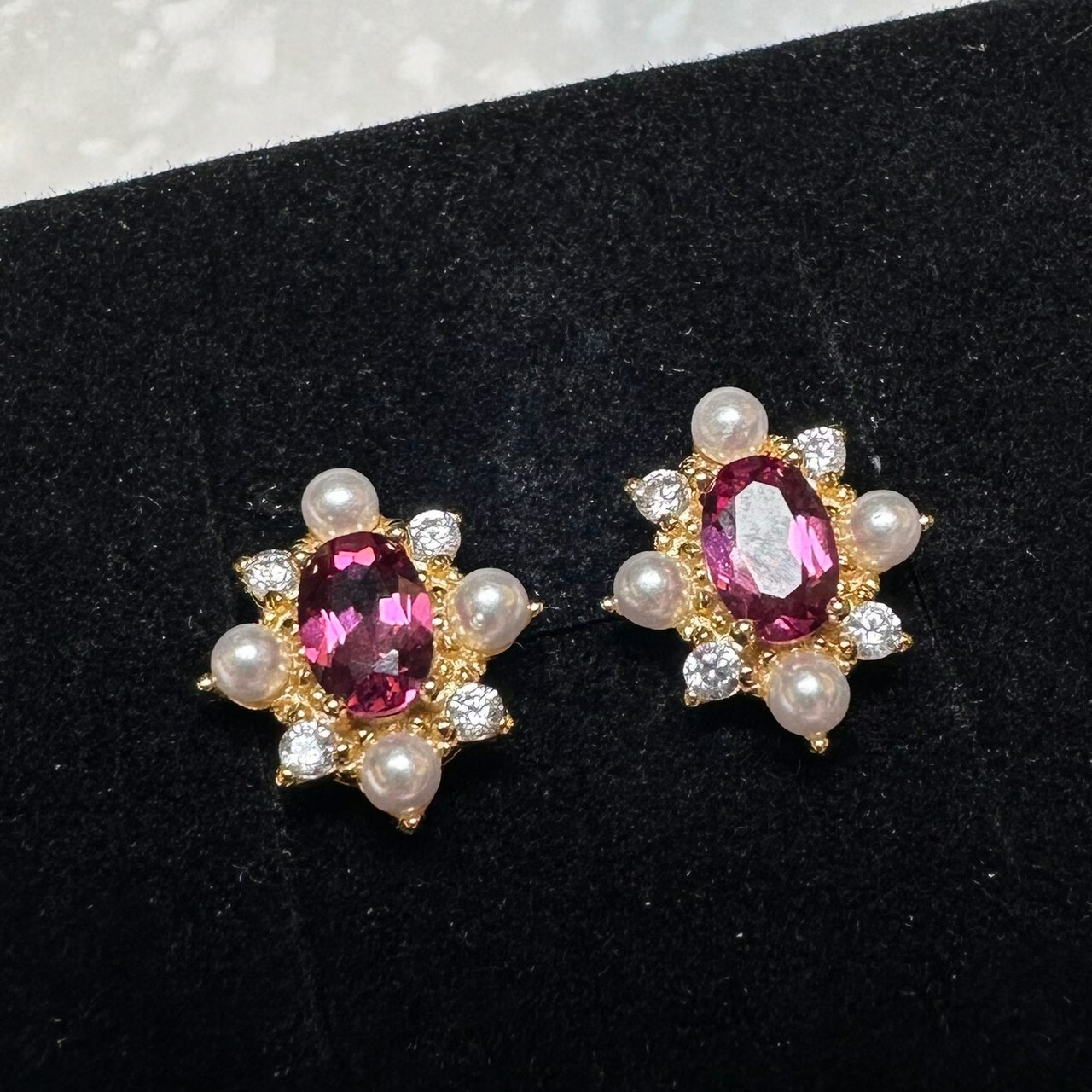 925銀耳環 玫瑰石榴石耳環