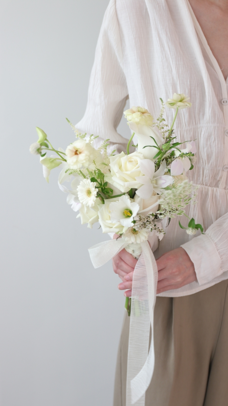 Wedding bouquet -白綠色系捧花 Size M