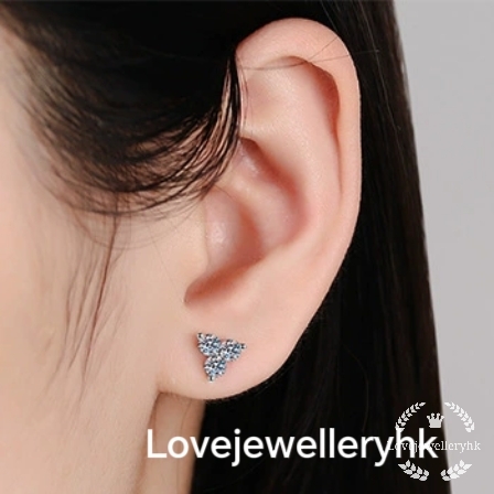 莫桑鑽三角形耳環    E06C032