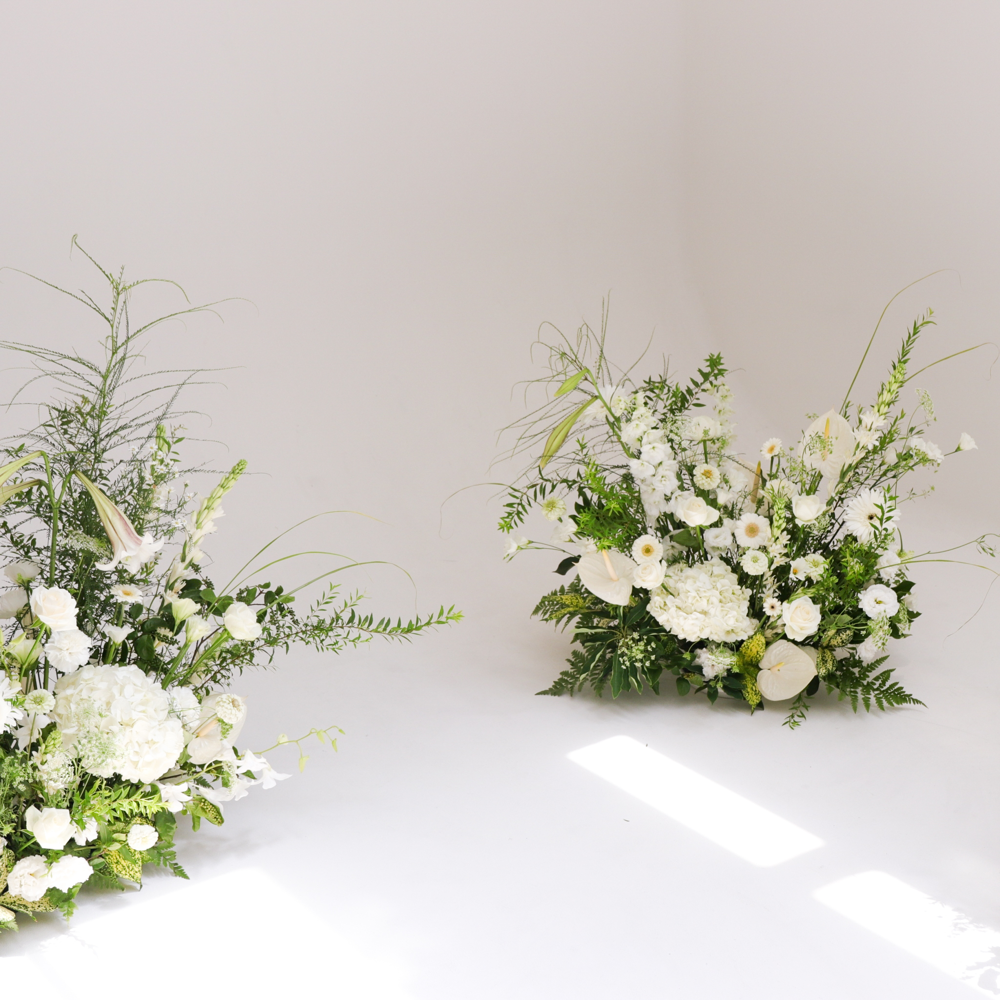 Wedding Deco -婚紗棚拍白綠色系地上花佈置