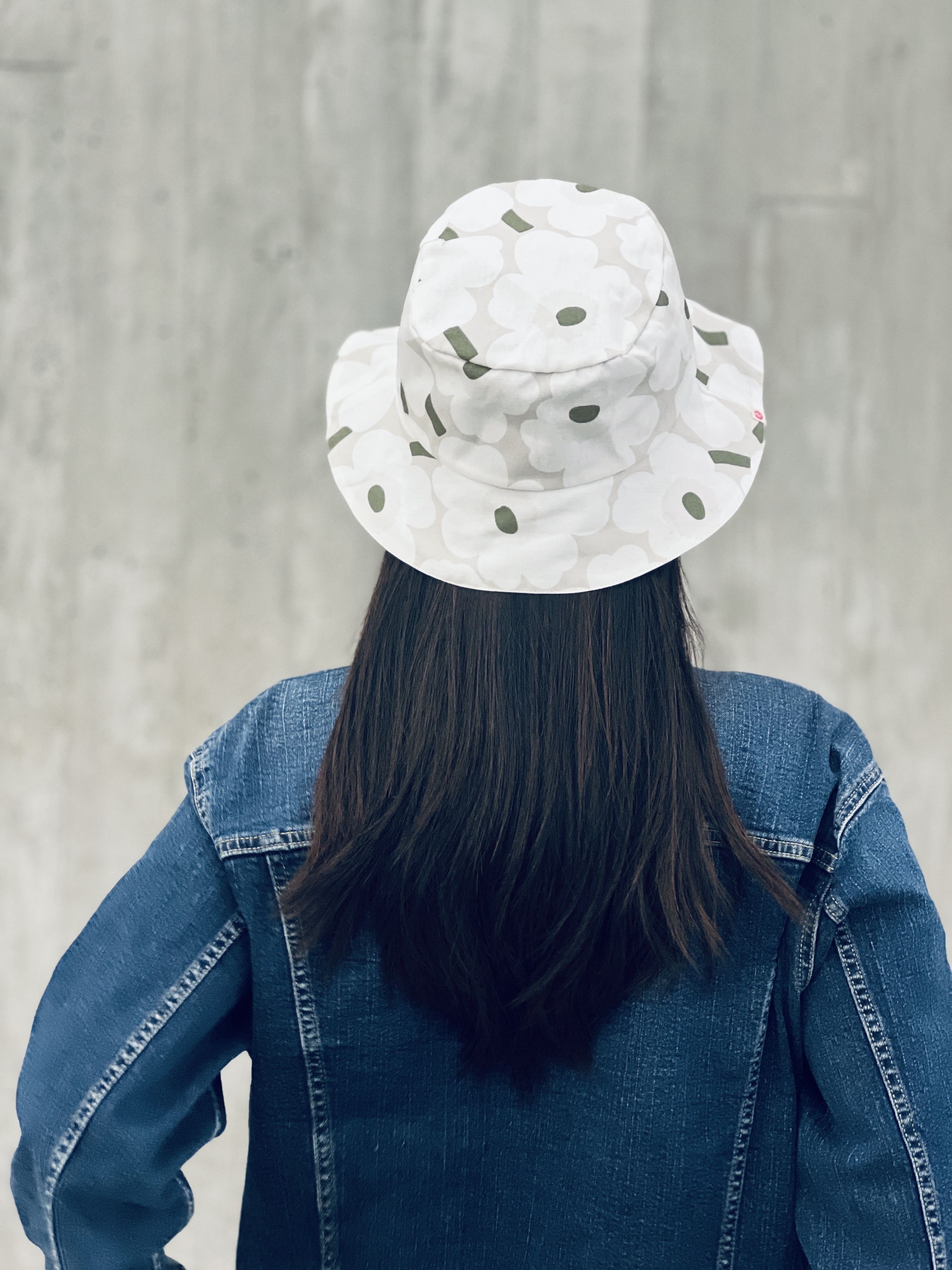 Bucket hat | marimekko limited fabric | beige white x army green