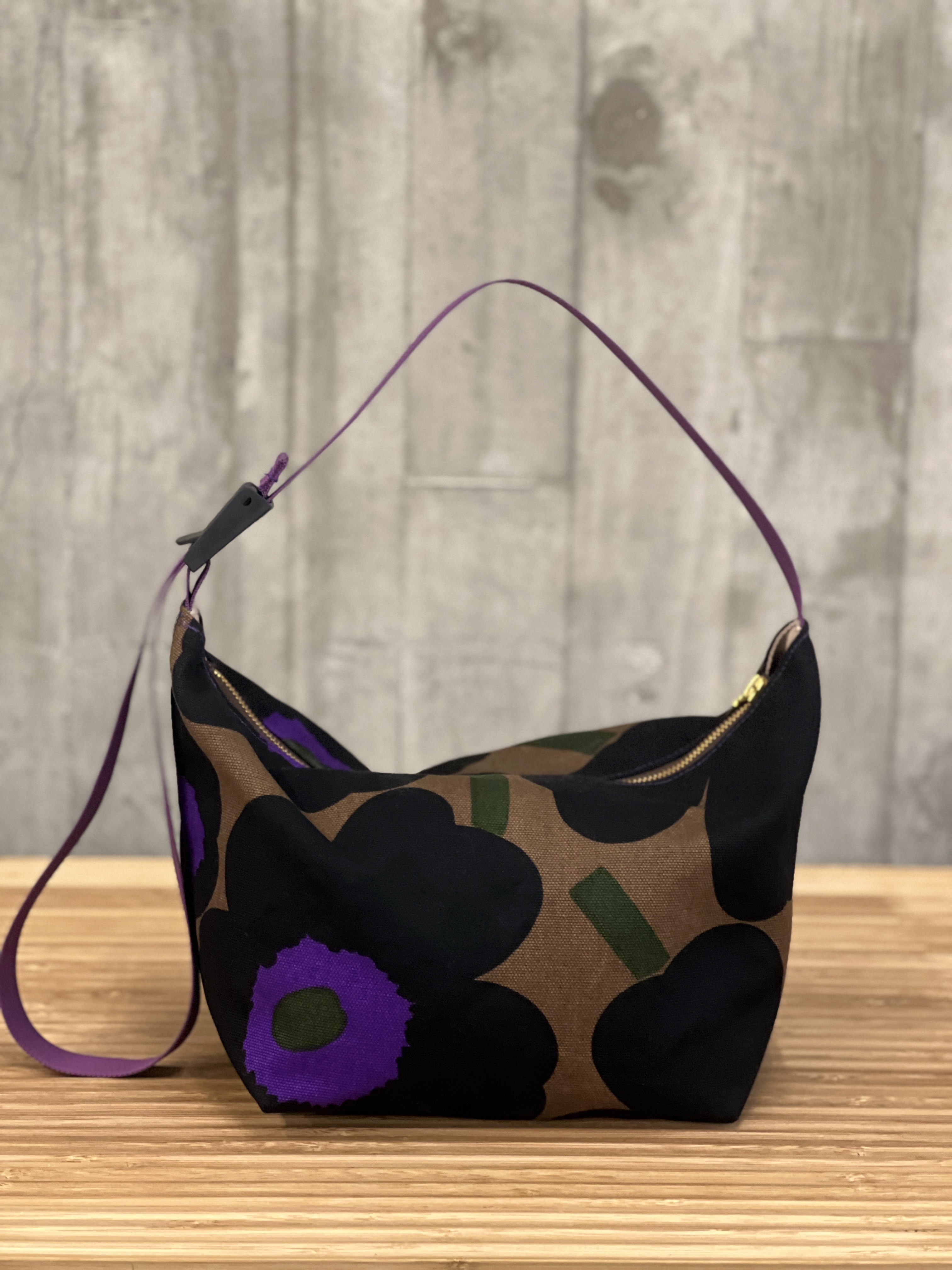Em’s Essential Shoulder Bag | Marimekko Limited Canvas Fabric | brown x purple
