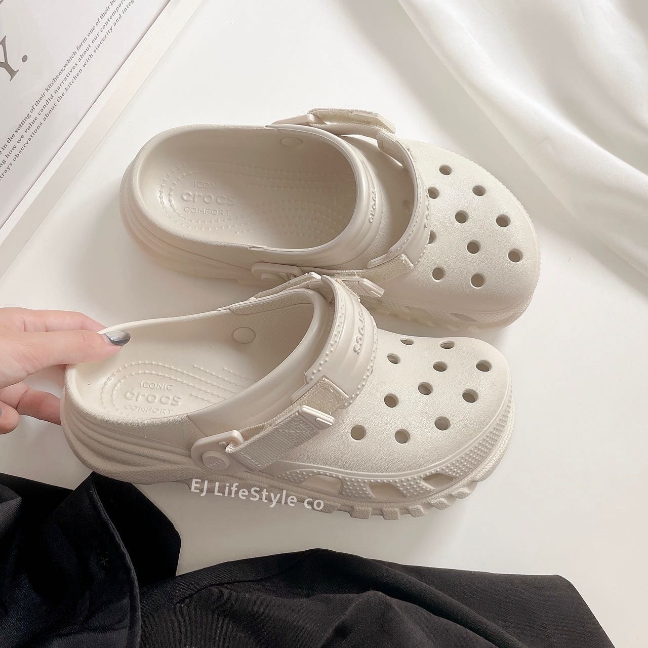 CROCS DUET MAX II CLOG 渦輪 洞洞鞋 布希鞋 涼鞋 拖鞋 魔鬼氈 防水 水泥灰 黑 灰綠 奶油底 208776 / 現貨+調貨