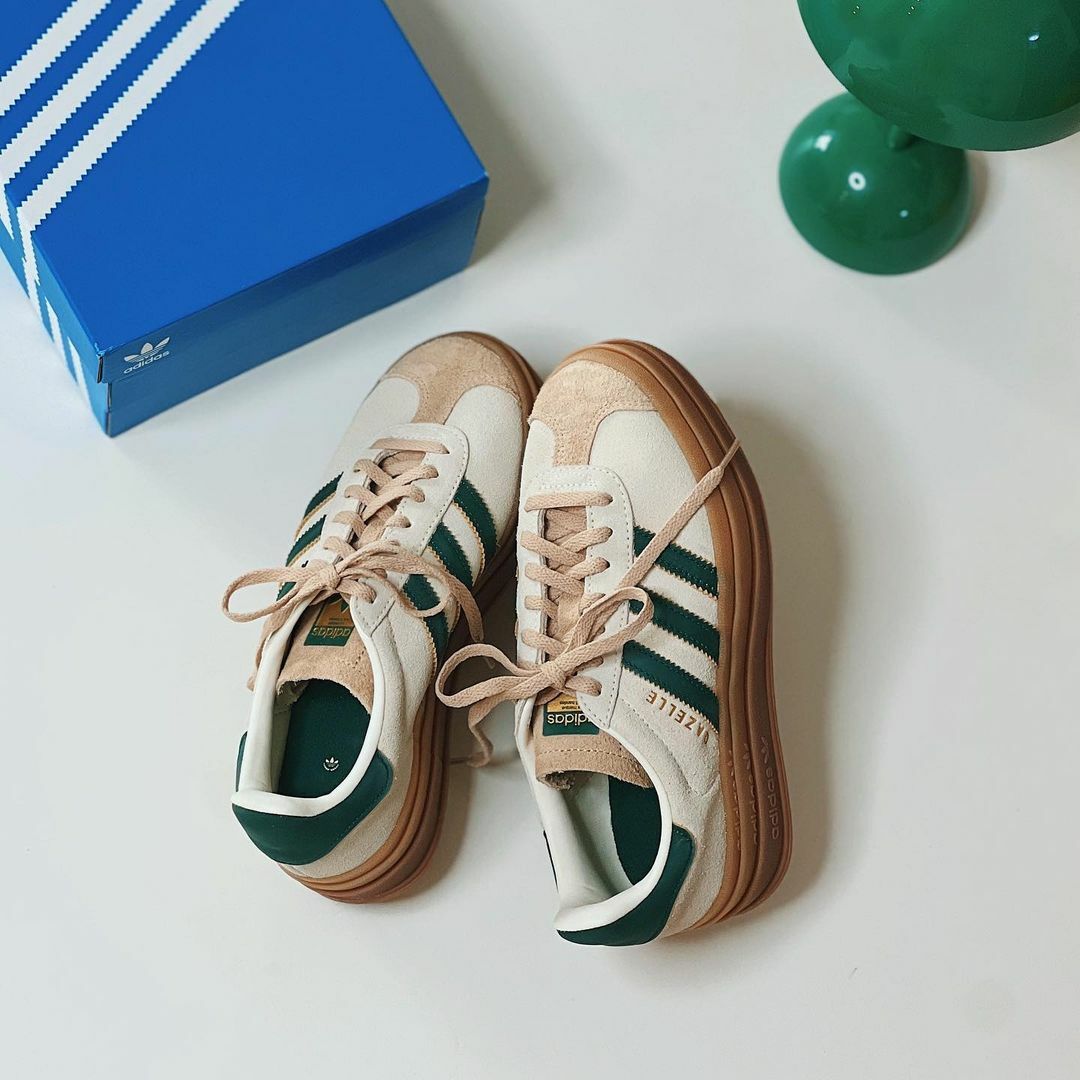 Adidas Originals Gazelle Bold Lisa同款 燕麥奶茶 孔雀綠 結構 厚底 增高 ID7056