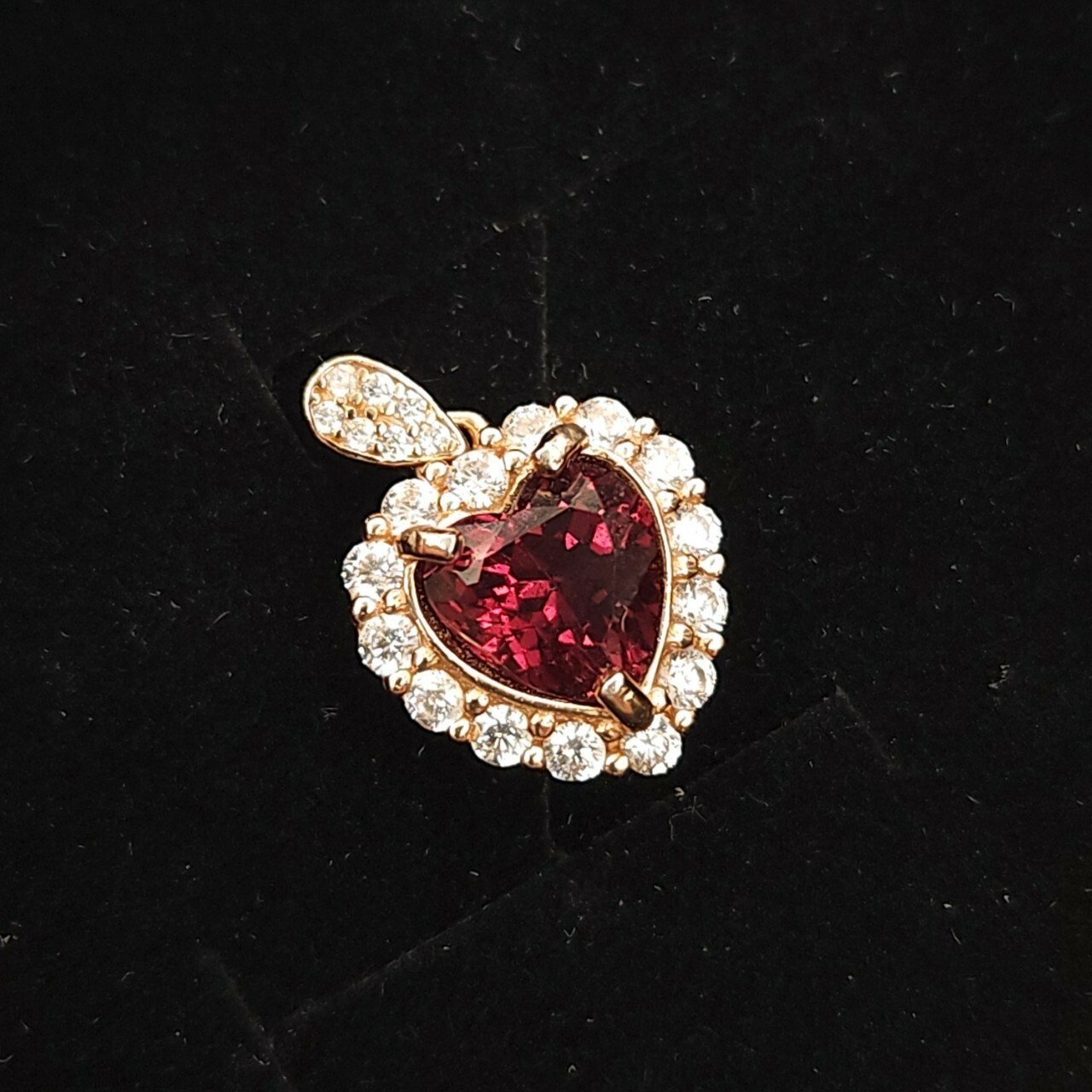 925銀吊墜 紅石榴石愛心吊墜