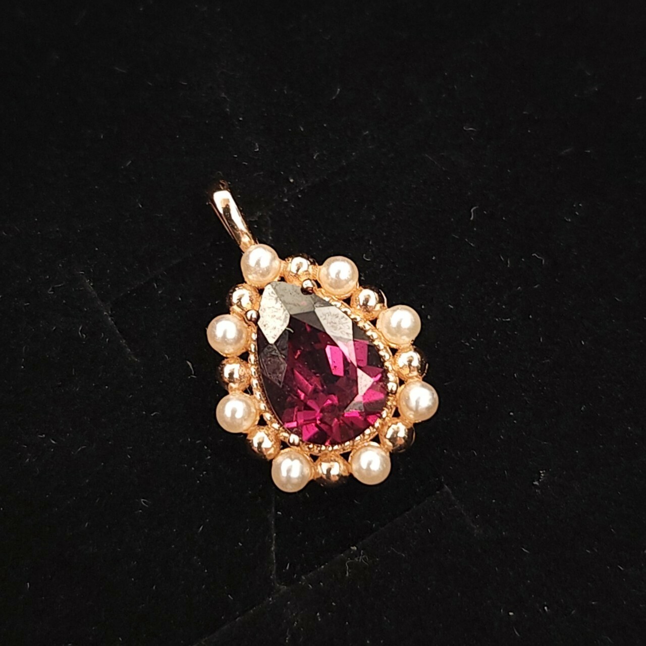 925銀吊墜 小公主水滴紅石榴石吊墜