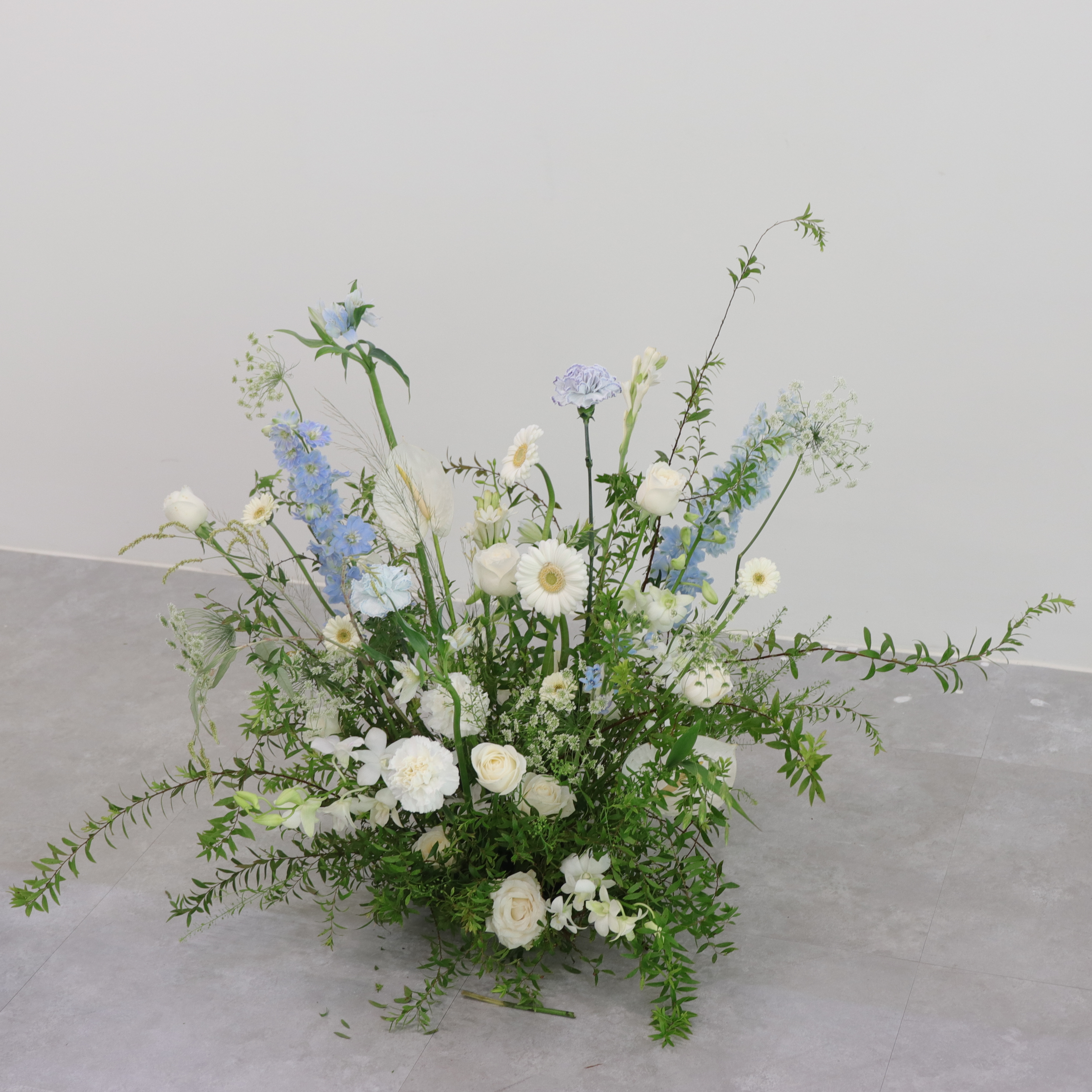 Wedding Deco -婚紗棚拍白藍色系地上花佈置