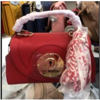 [S] LOVE MOSCHINO JC4139PP1FLP0500 LOGO SMALL METAL PRINT HANDBAG WITH SCARF,RED, 8054400951174 (SLM191)