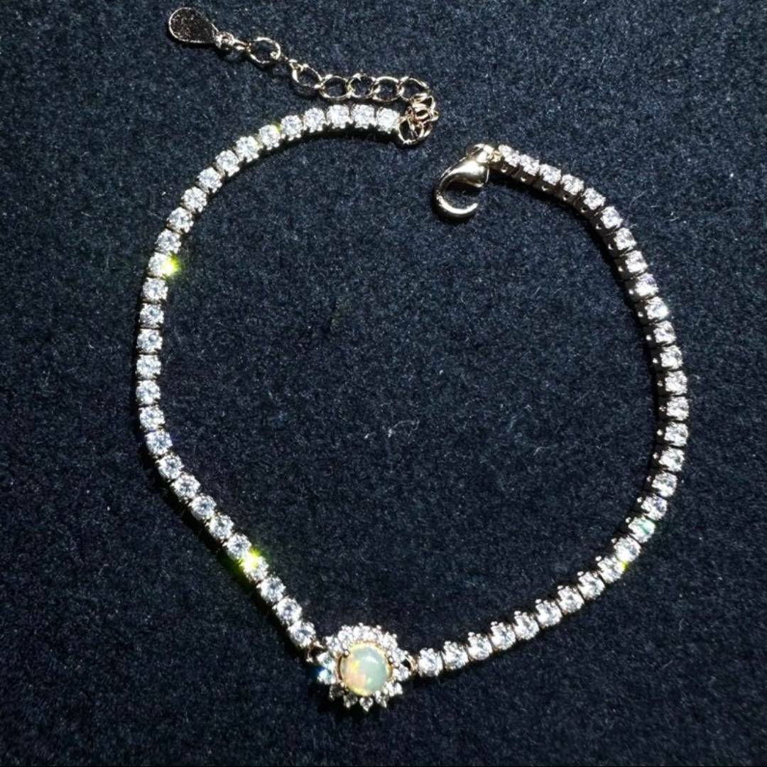 925銀手鍊 蛋白石太陽花手鍊