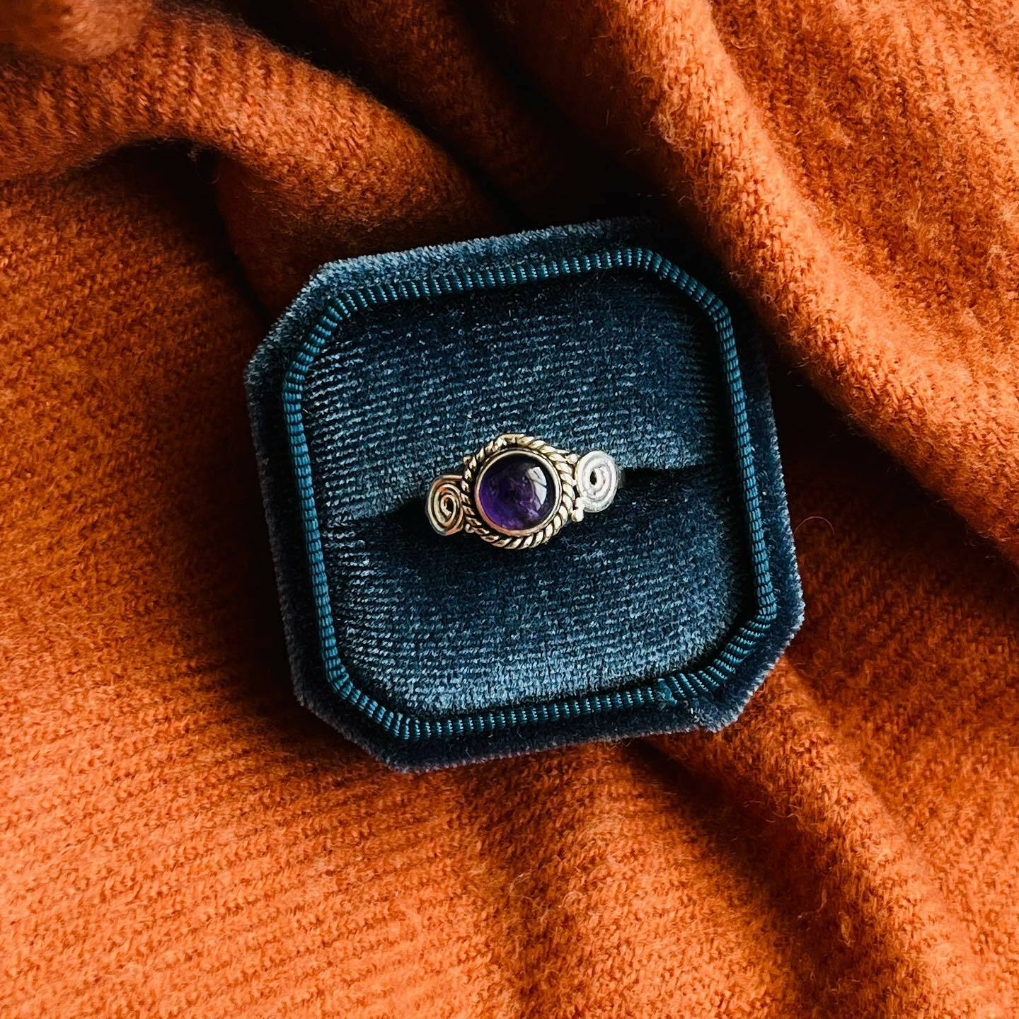 [原石] 紫水晶 925銀手工戒指 US8