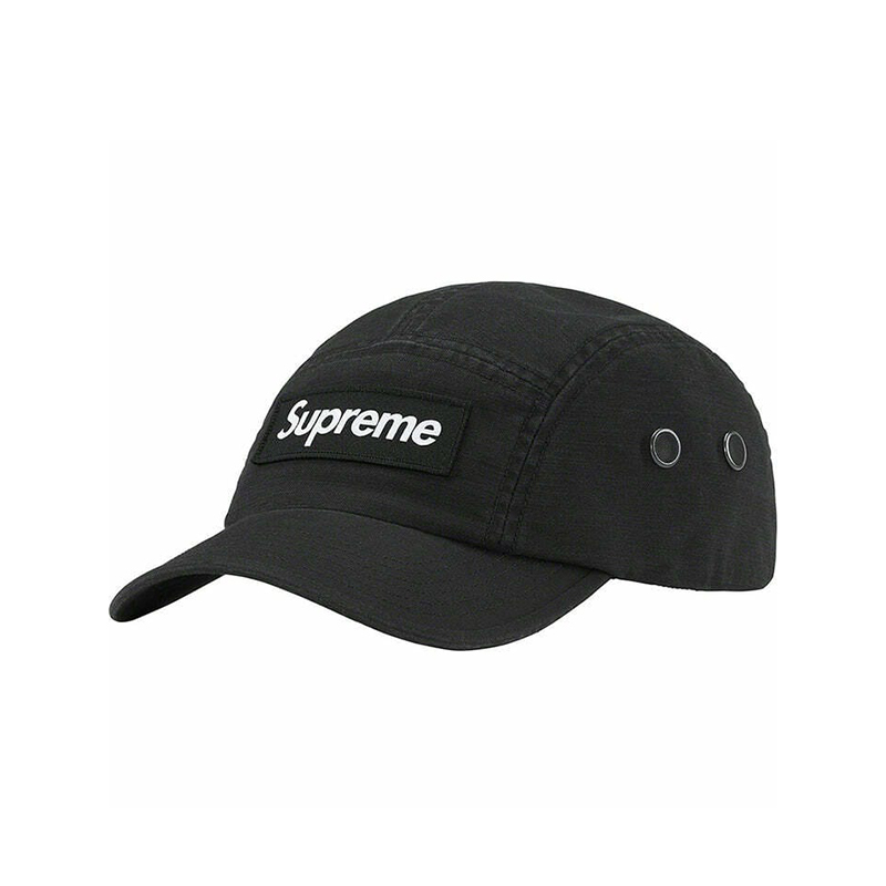 Supreme Washed Chino Twill Camp Cap (SS23) Black 厚貼布黑