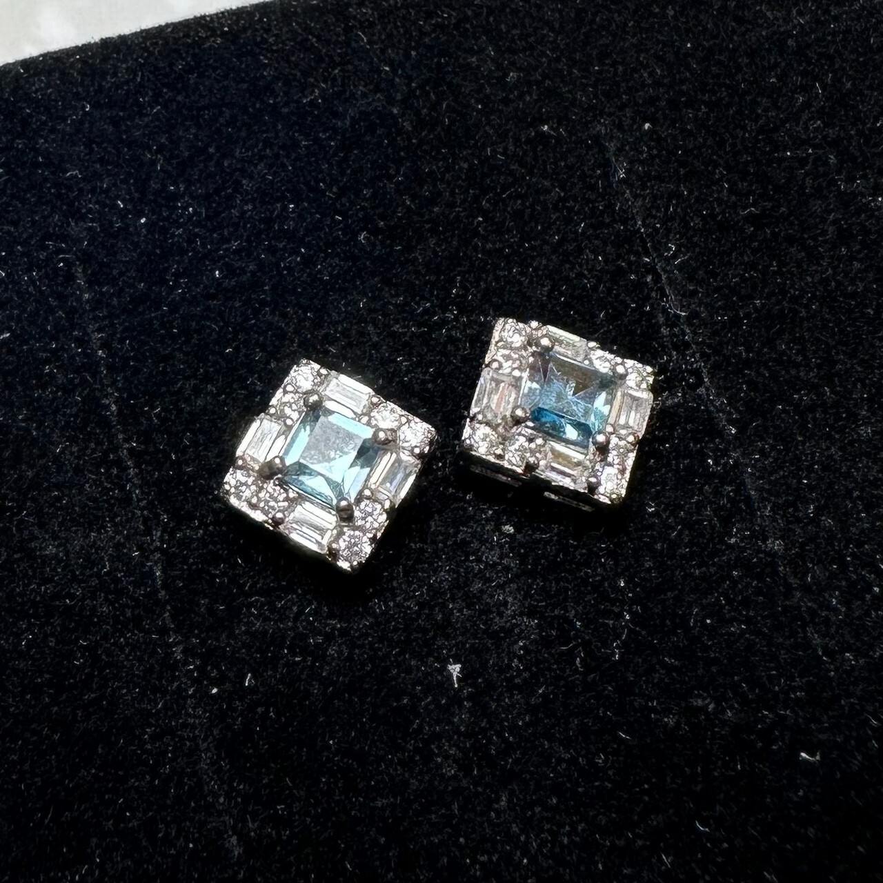 925銀耳環 藍托帕石耳環