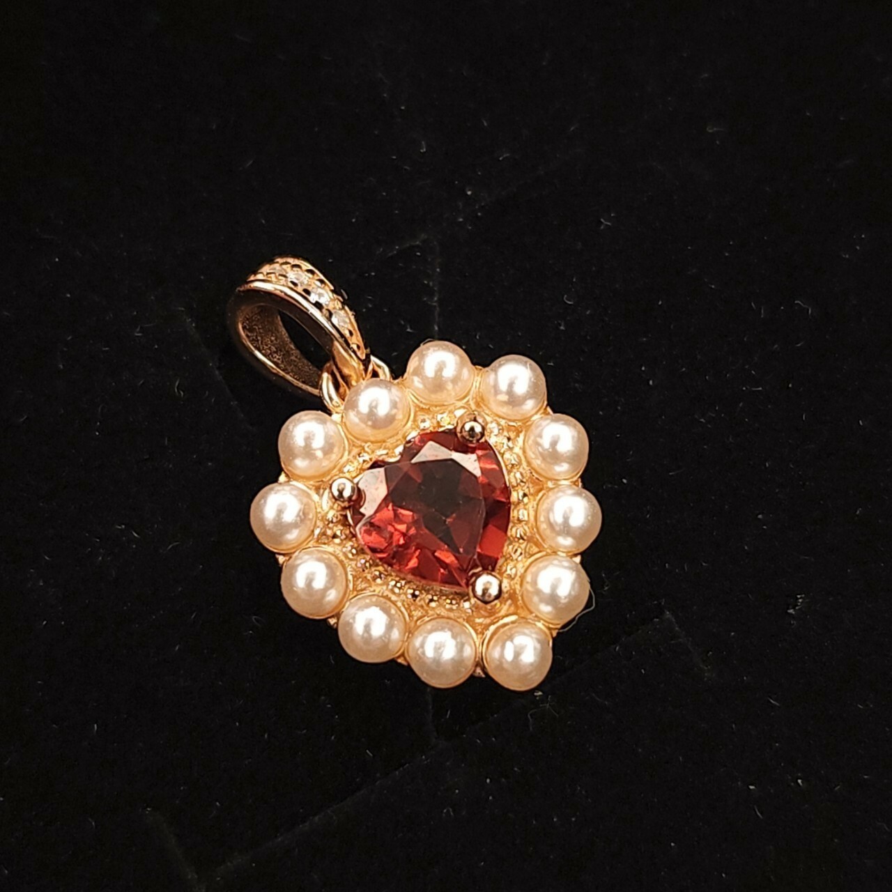 925銀吊墜 小公主愛心石榴石吊墜