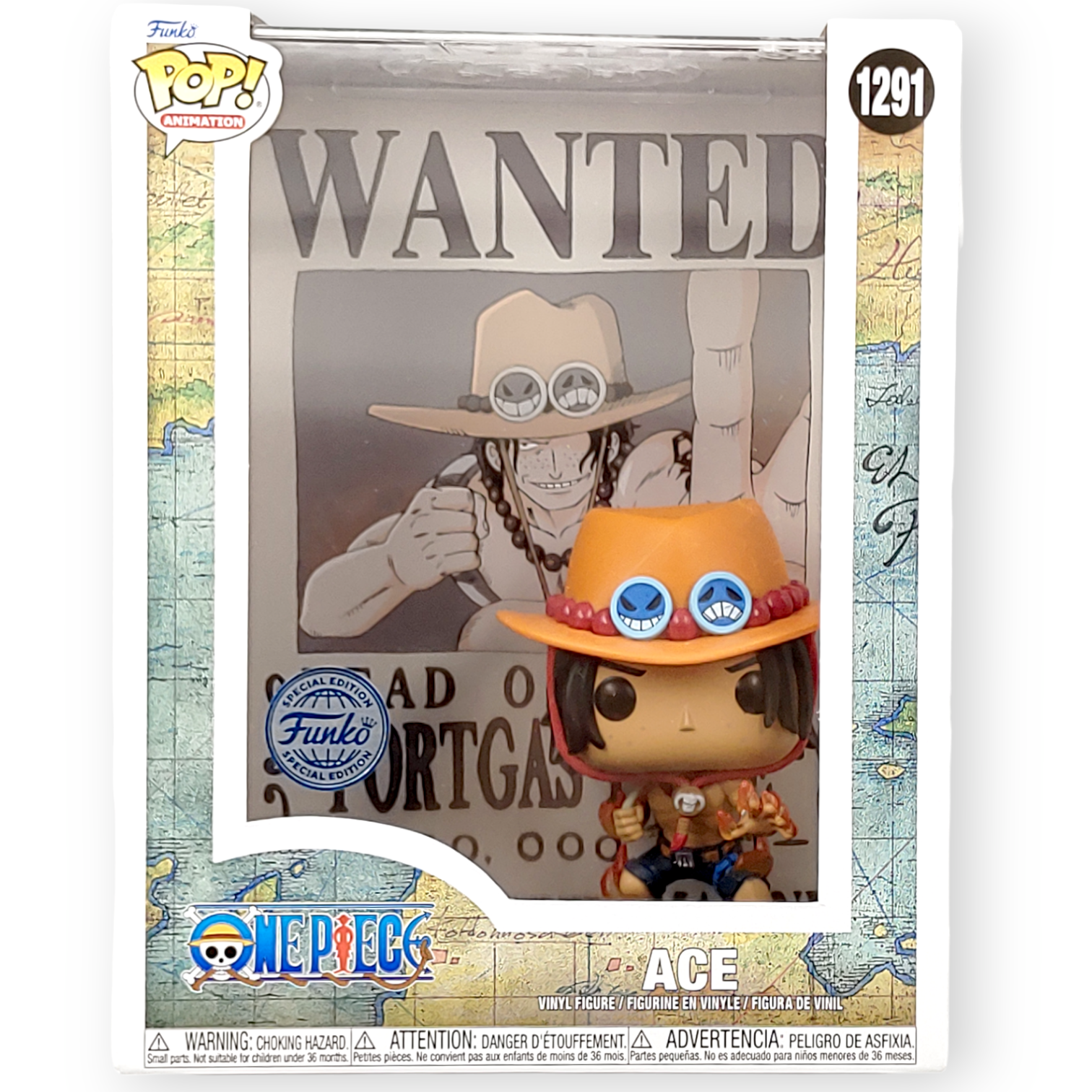 FUNKO POP<One Piece海賊王>火拳艾斯(通緝令背景盒)-No.1291