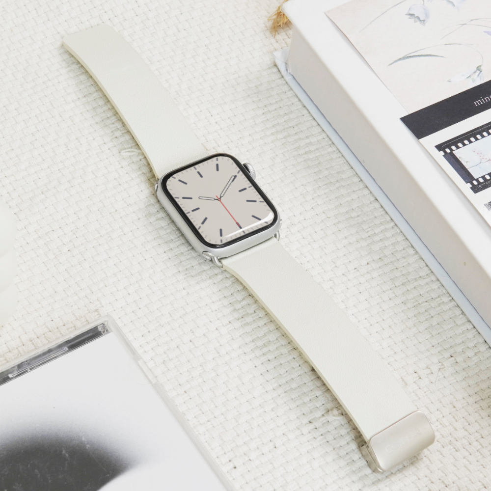 Apple Watch 皮革悠遊卡錶帶_星光白