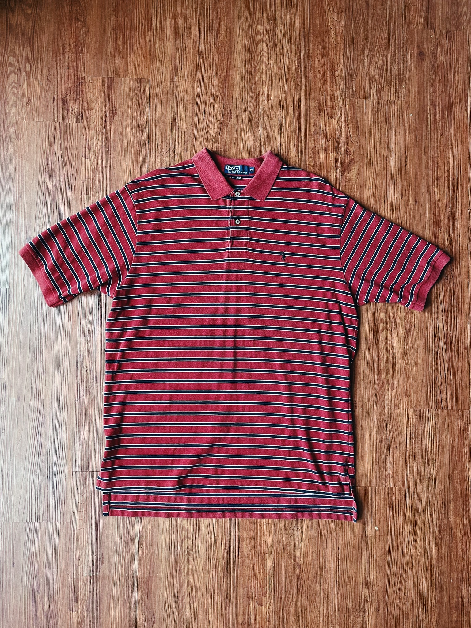Vintage POLO Shirt / 古著Ralph Lauren紅藍條紋POLO衫