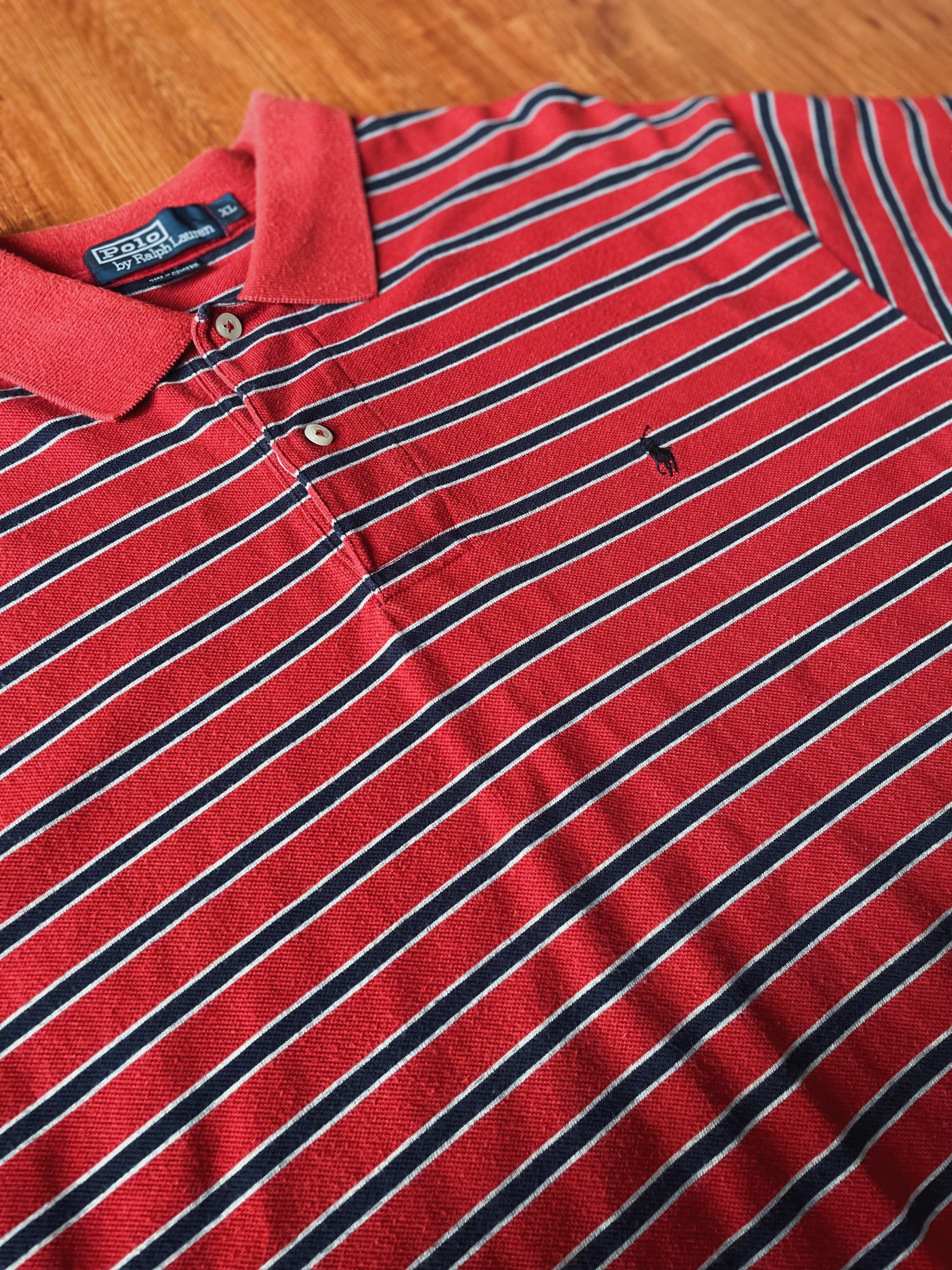 Vintage POLO Shirt / 古著Ralph Lauren紅藍條紋POLO衫