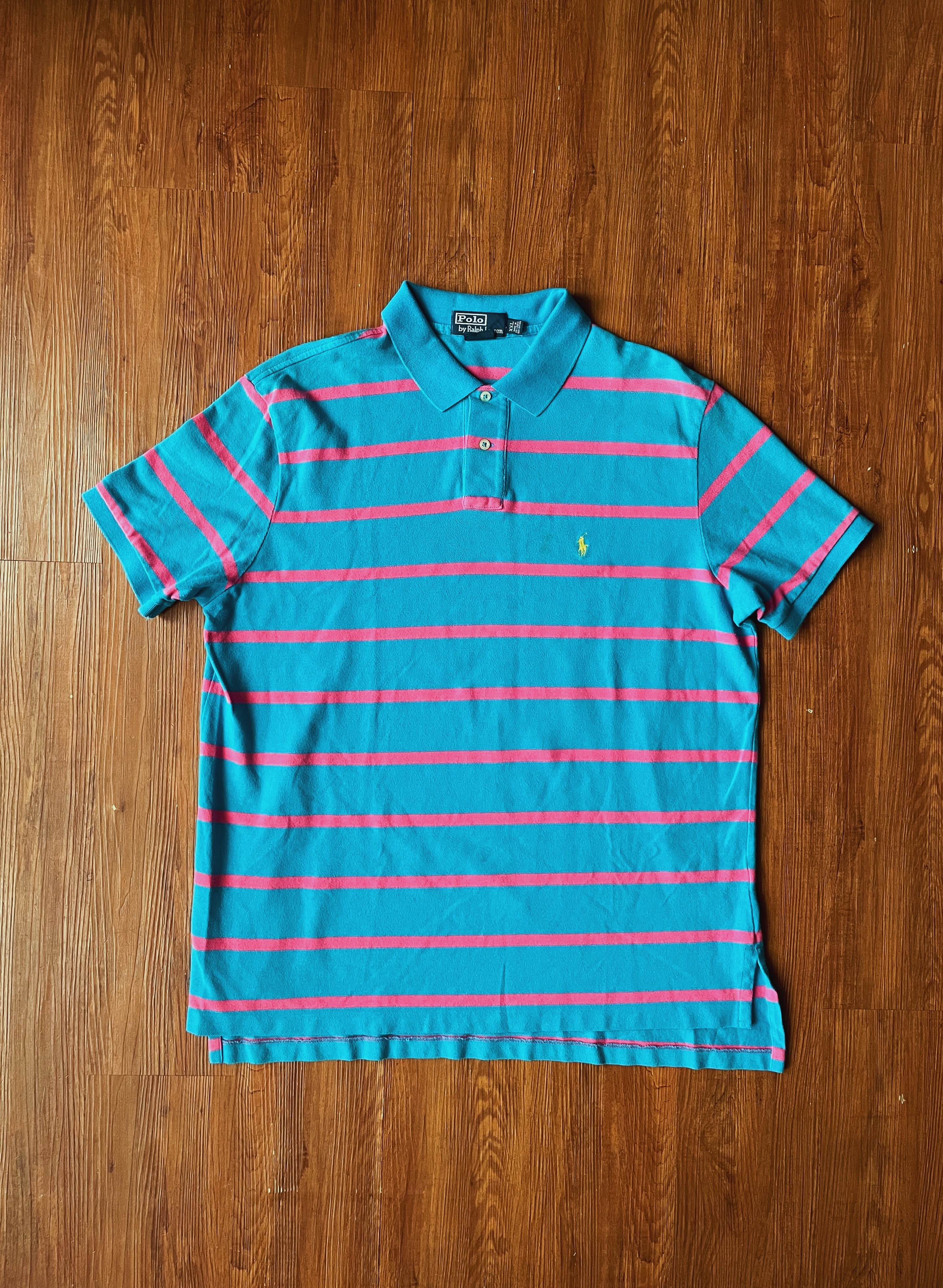 Vintage POLO Shirt / 古著Ralph Lauren藍粉條紋POLO衫