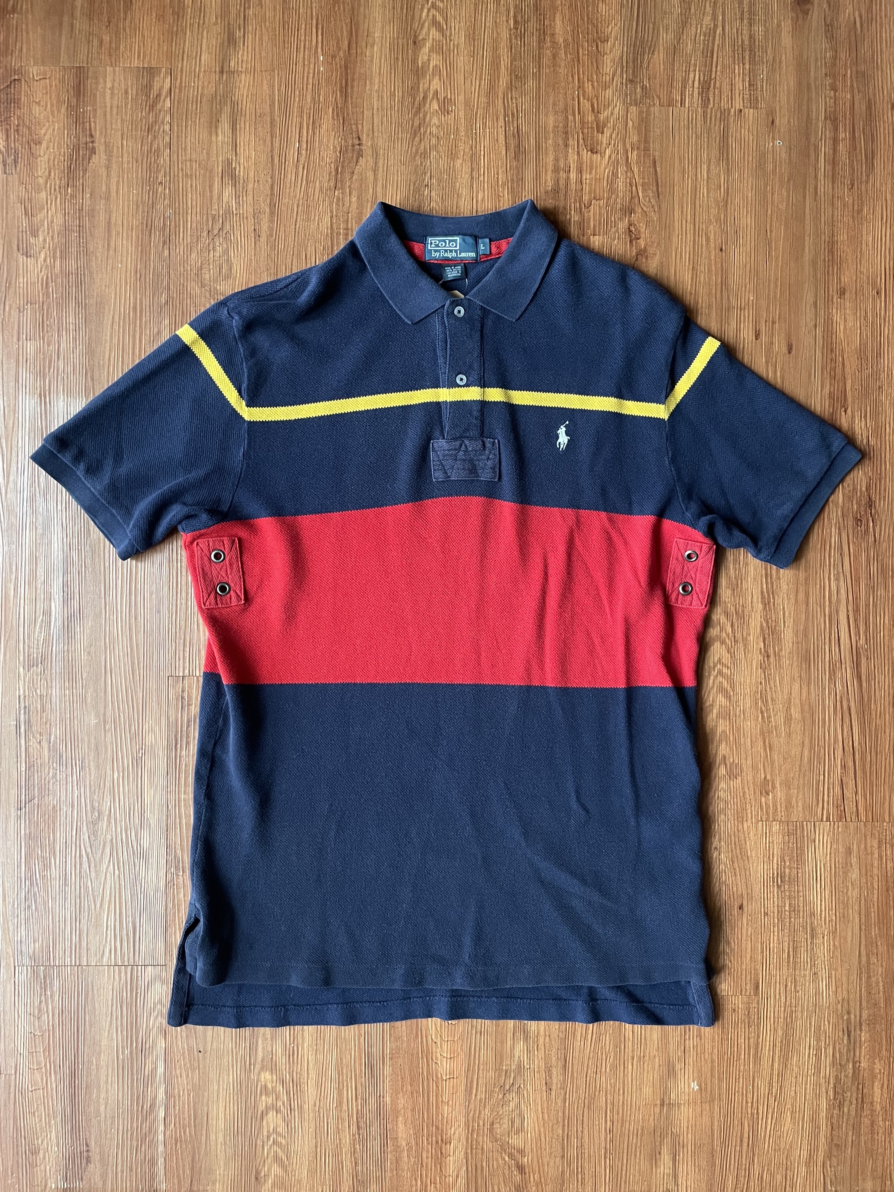 Vintage POLO Shirt / 古著Ralph Lauren海軍藍拼接赤紅POLO衫