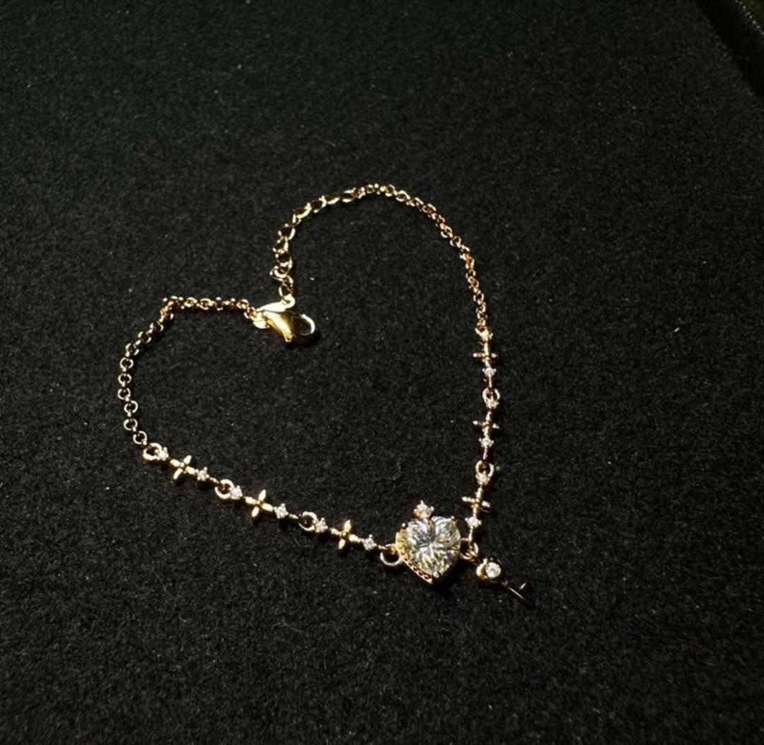 925銀手鍊 愛心鎖莫桑鑽手鍊