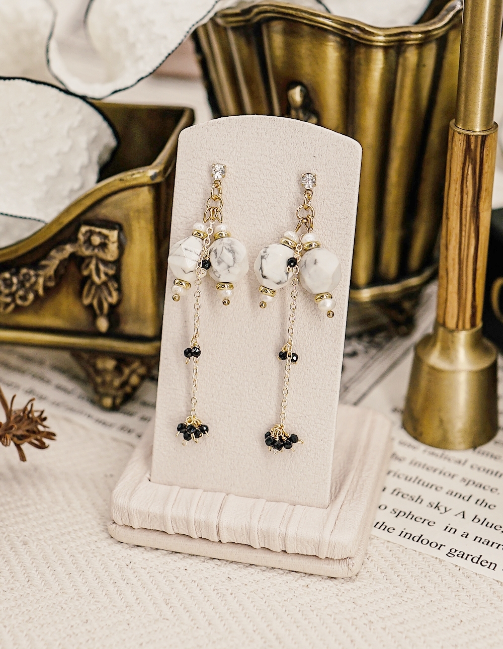 by mii✧松石切割細鍊耳飾✦白