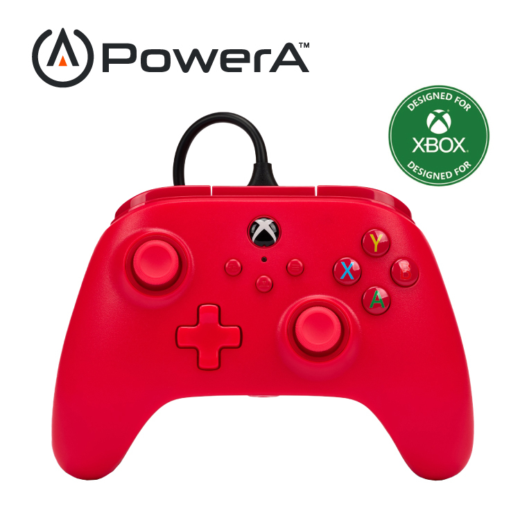 【出清特惠】【PowerA】|XBOX 官方授權|有線遊戲手把(1519366-01) - 紅