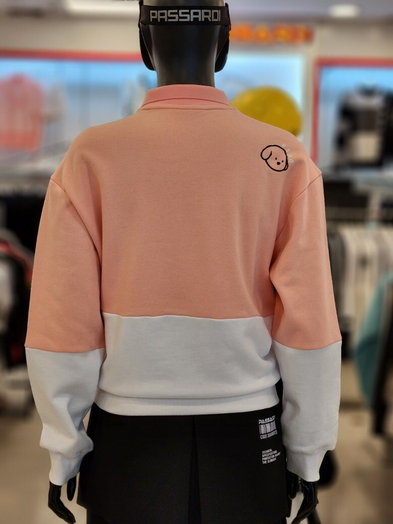 女 303M 韓國Passardi 高球品牌正品/春秋冬款 時尚簡約雙拼色印花英文字母 休閒版套頭長袖T恤/高爾夫球衣 高爾夫球外套