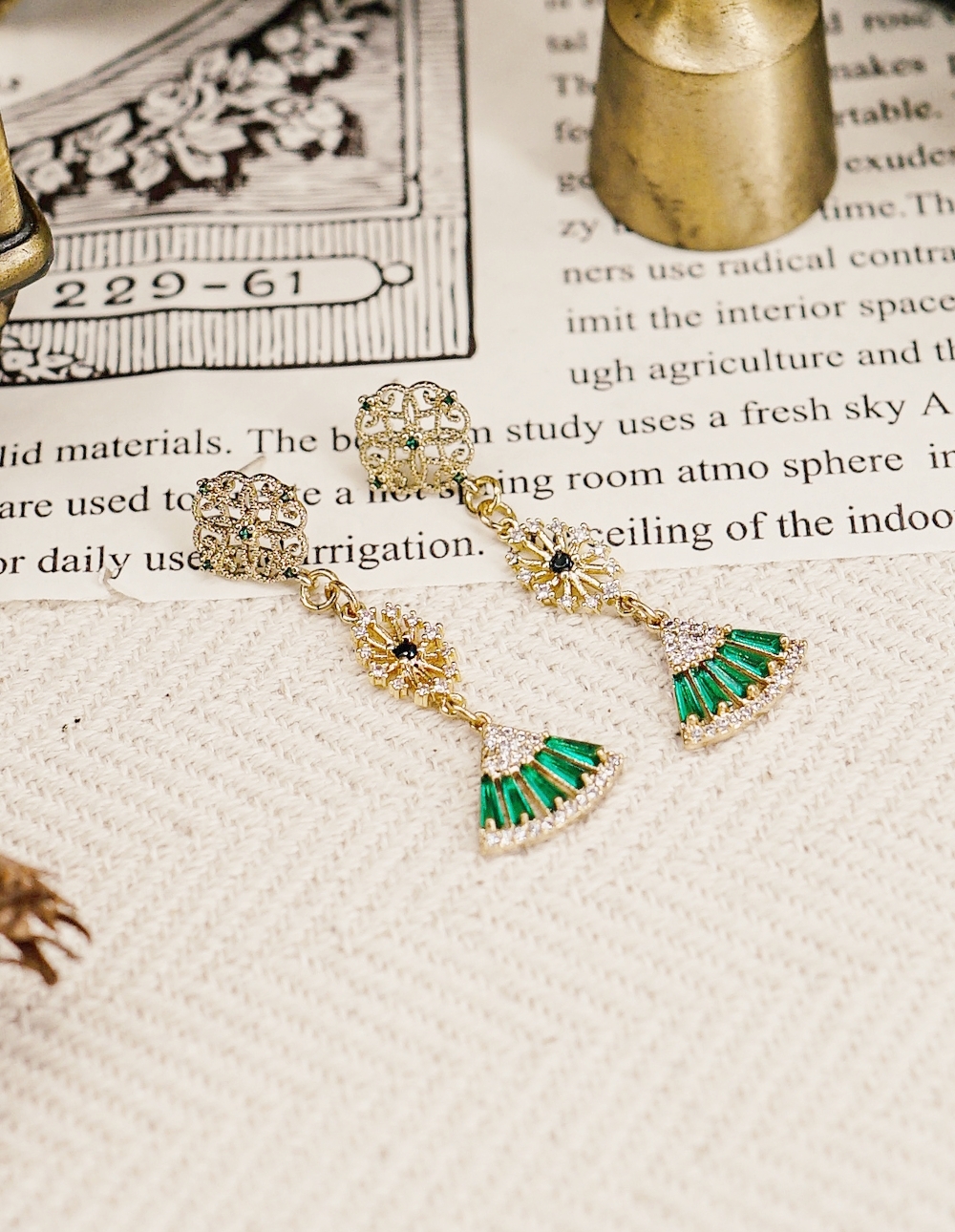 by mii✧古典扇片耳飾✦綠