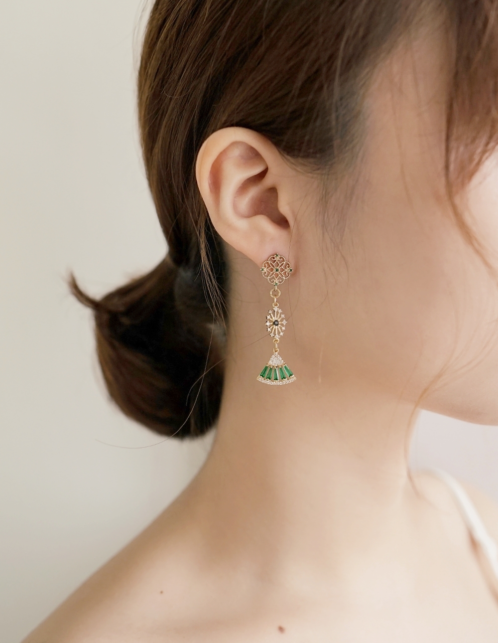 by mii✧古典扇片耳飾✦綠