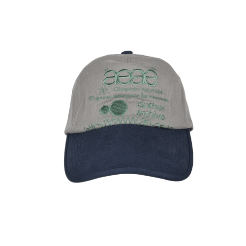 AEAE  WEB LOGO 5 PANNEL BALL CAP - [GREY/NAVY]